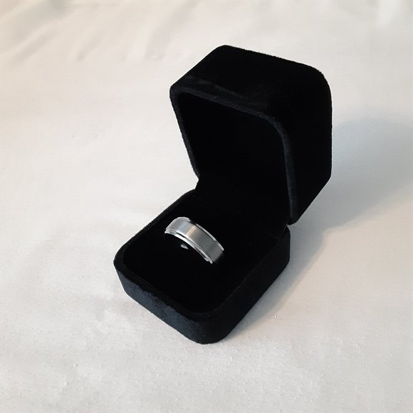 Two Tone Tungsten Carbide Men's Wedding Band, Size; 10.5, Engraved; I Love You - Picture 3 of 15